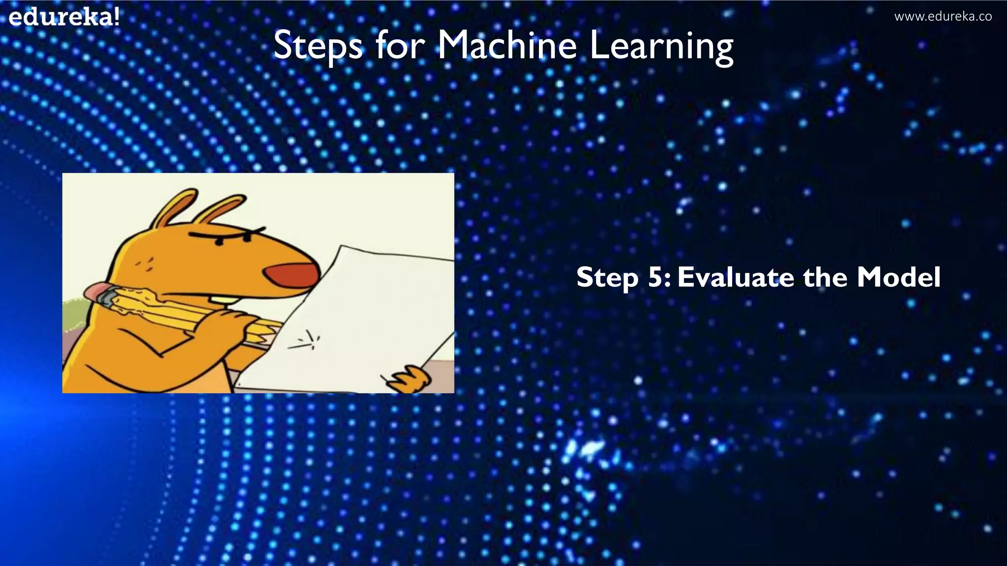 Steps for Machine Learning
Step 5: Evaluate the Model
www.edureka.co
 