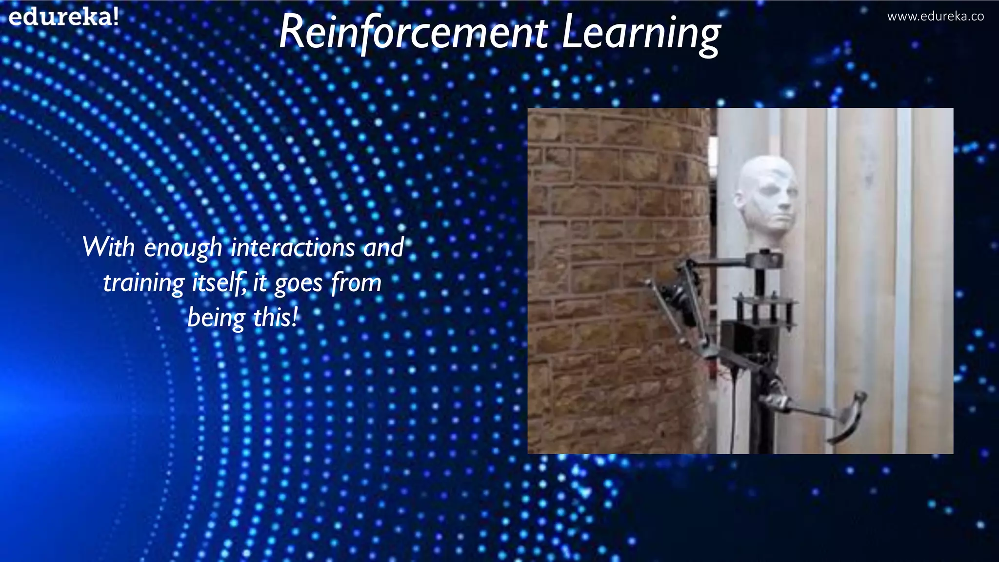 With enough interactions and
training itself, it goes from
being this!
Reinforcement Learning
www.edureka.co
 