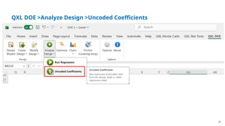 31
QXL DOE >Analyze Design >Uncoded Coefficients
 