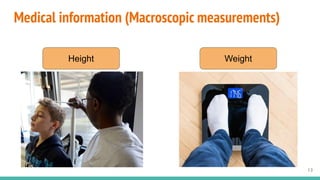 Medical information (Macroscopic measurements)
13
Height Weight
 