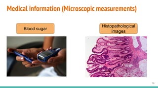 Medical information (Microscopic measurements)
16
Blood sugar
Histopathological
images
 