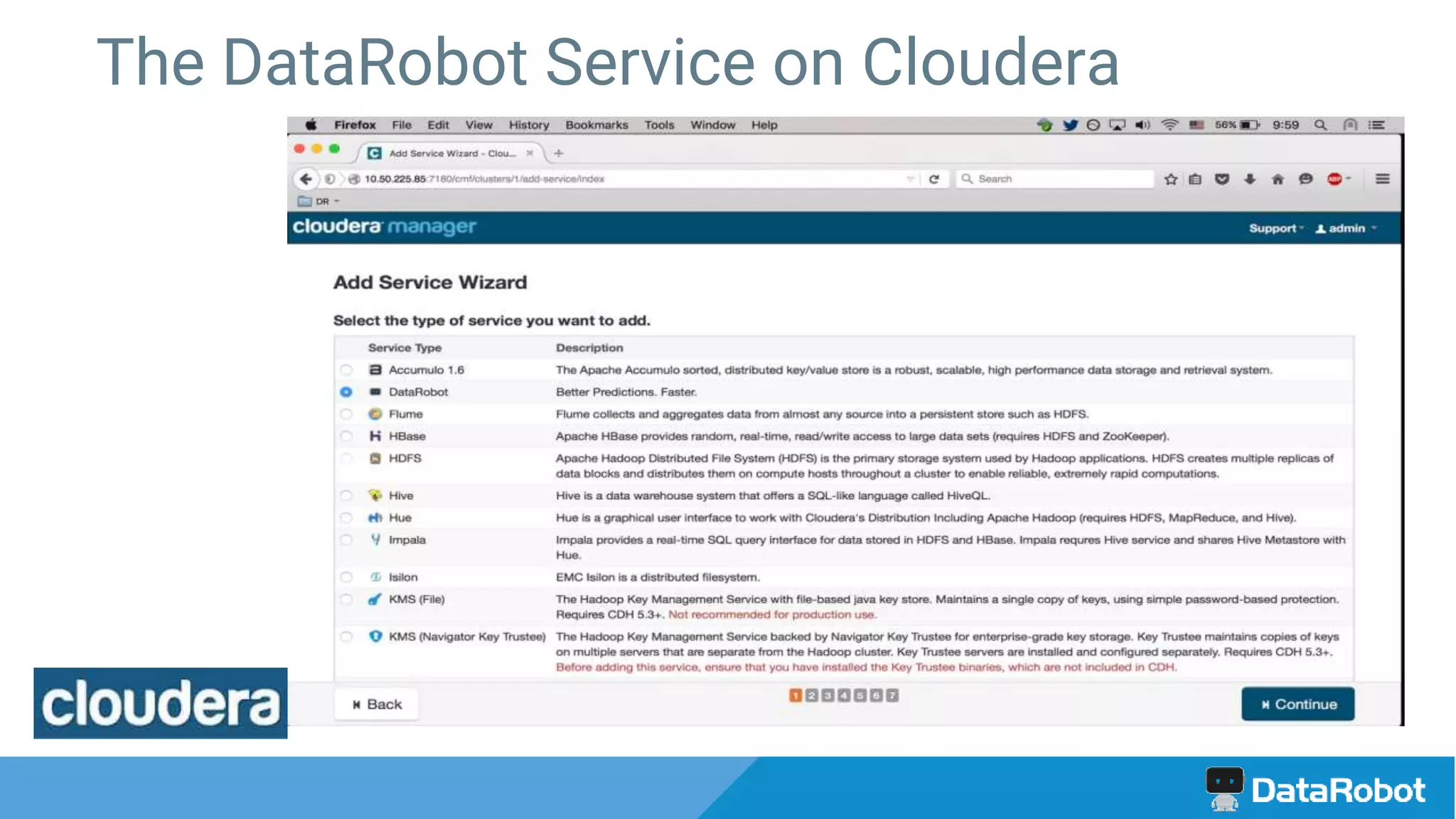 The DataRobot Service on Cloudera
 