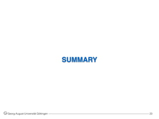 SUMMARY
Georg-August-Universität Göttingen ––––––––––––––––––––––––––––––––––––––––––––––––––––––––––––––––––––––––––––––––– 23
 