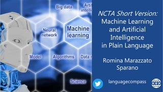 NCTA Short Version:
Machine Learning
and Artificial
Intelligence
in Plain Language
Romina Marazzato
Sparano
languagecompass
 