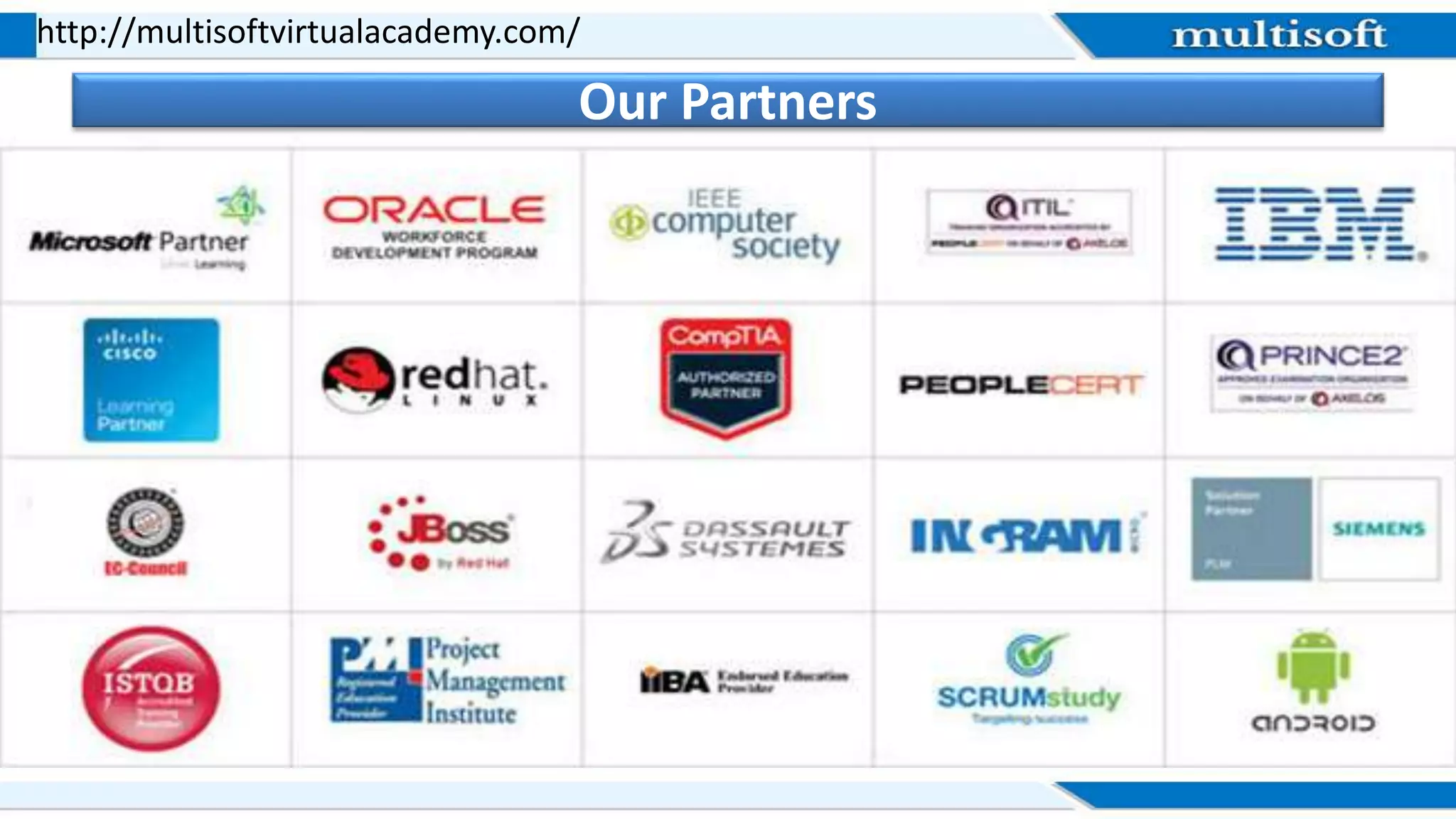 http://multisoftvirtualacademy.com/
Our Partners
 