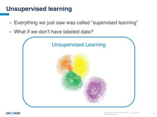 O P O W E R C O N F I D E N T I A L : D O N O T
D I S T R I B U T E
18
Unsupervised learning
» Everything we just saw was called “supervised learning”
» What if we don’t have labeled data?
Unsupervised Learning
 