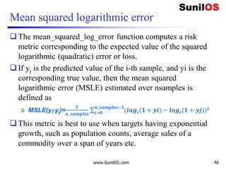 Mean squared logarithmic error
www.SunilOS.com 46
 