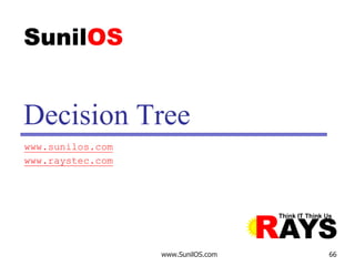 www.SunilOS.com 66
Decision Tree
www.sunilos.com
www.raystec.com
 