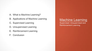 Supervised Unsupervised and Reinforcement Learning | PPTX