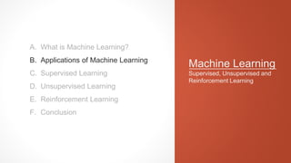 Supervised Unsupervised and Reinforcement Learning | PPTX
