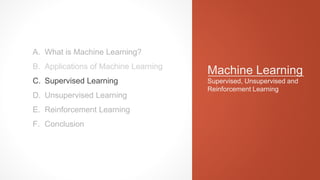 Supervised Unsupervised and Reinforcement Learning | PPTX