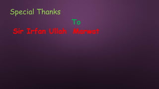 Special Thanks
To
Sir Irfan Ullah Marwat
 