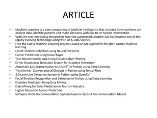 Machine learning project ideas | PDF | Artificial Intelligence ...