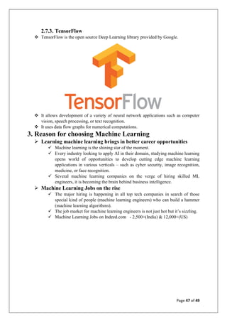 Machine learning Summer Training report | PDF