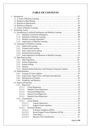 Machine learning Summer Training report | PDF
