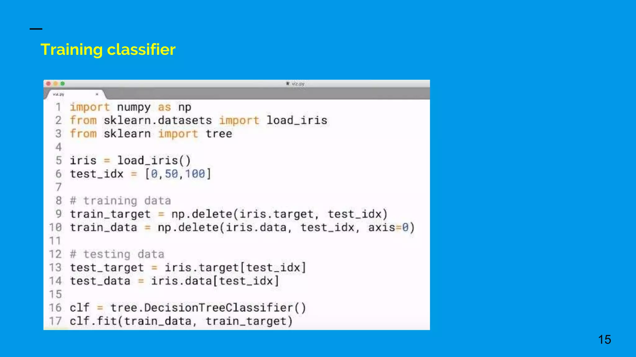 Training classifier
15
 