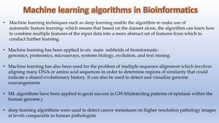 Machine learning to solve bioinformatics problems | PPTX | Artificial ...