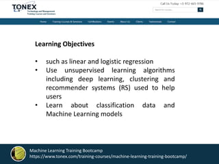 Training Objectives Machine Learning Machine learning, Machine learning training bootcamp | PPTX