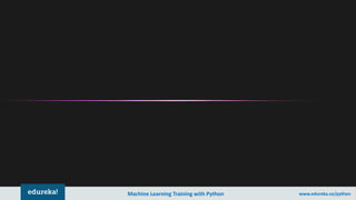 Copyright © 2017, edureka and/or its affiliates. All rights reserved.Copyright © 2018, edureka and/or its affiliates. All rights reserved.Machine Learning Training with Python www.edureka.co/python
 
