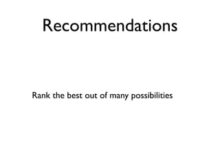 Recommendations


Rank the best out of many possibilities
 