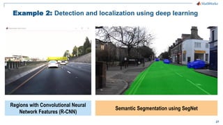 27
Example 2: Detection and localization using deep learning
Regions with Convolutional Neural
Network Features (R-CNN)
Semantic Segmentation using SegNet
 