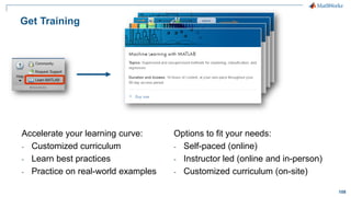 108
Get Training
Accelerate your learning curve:
- Customized curriculum
- Learn best practices
- Practice on real-world examples
Options to fit your needs:
- Self-paced (online)
- Instructor led (online and in-person)
- Customized curriculum (on-site)
 