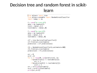Decision tree and random forest in scikit-
learn
 