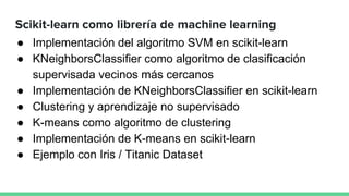 Machine learning y data science con scikit learn y pyspark | PDF