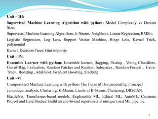 Comprehensive Machine Learning Course: Concepts, Algorithms, and ...