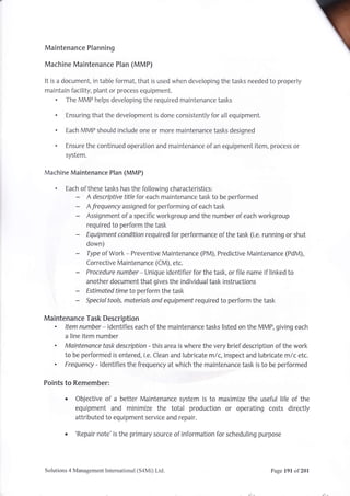 Machine Maintenance and Management processes | PDF