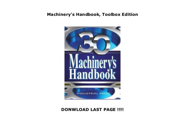 Toolbox Edition Machinerys Handbook