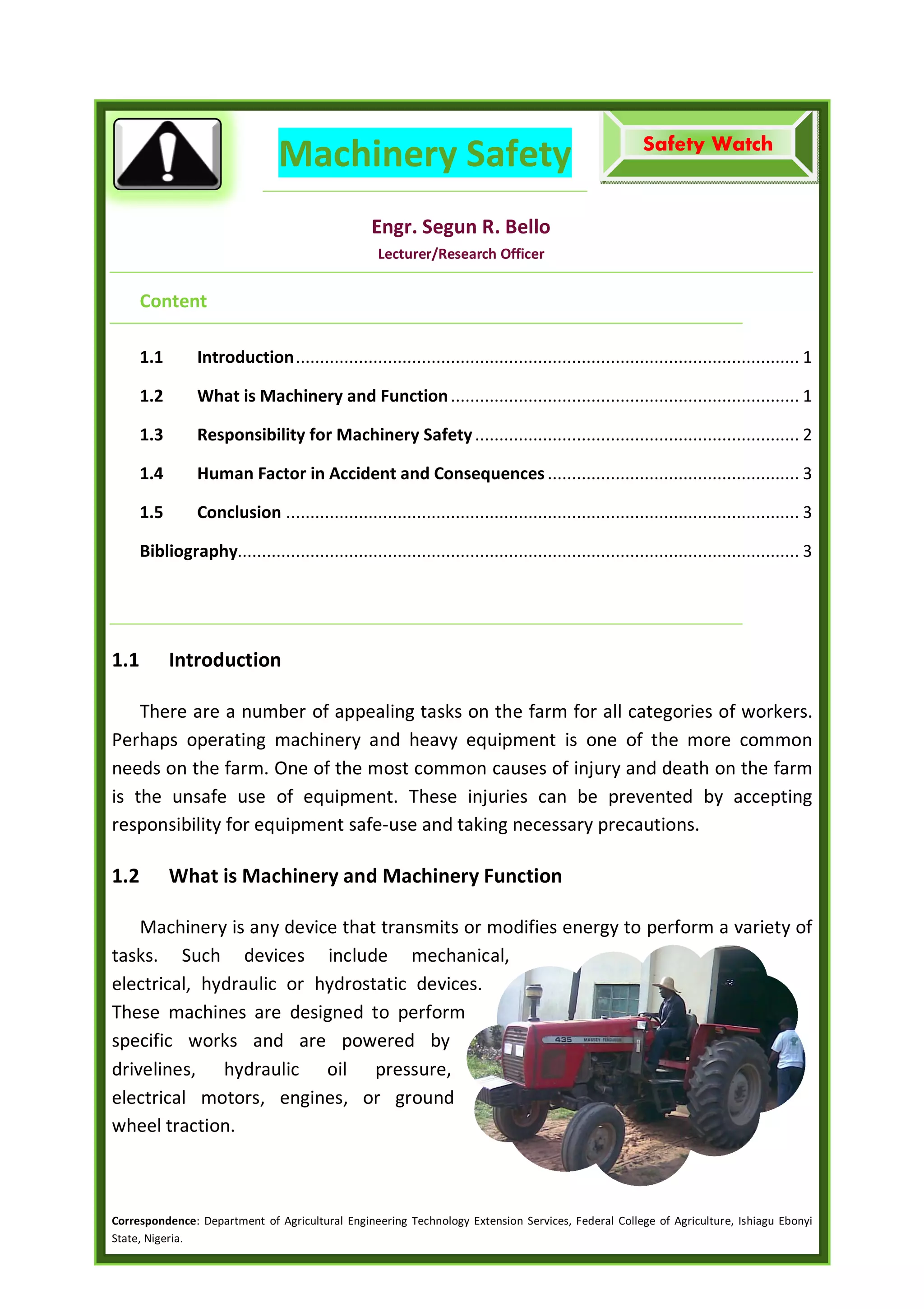 Machinery Safety Tips | PDF