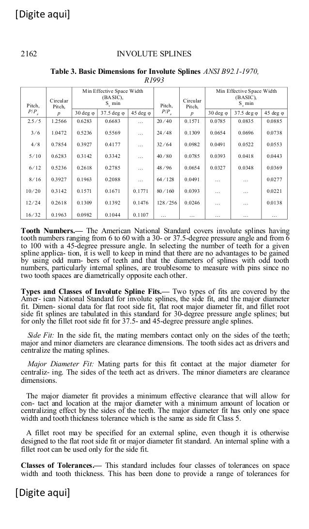 conversion 9 class for table splines Machinery