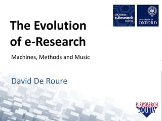 The Evolution
of e-Research
Machines, Methods and Music
David De Roure
 