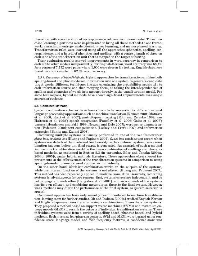Machine Transliteration Survey - 26