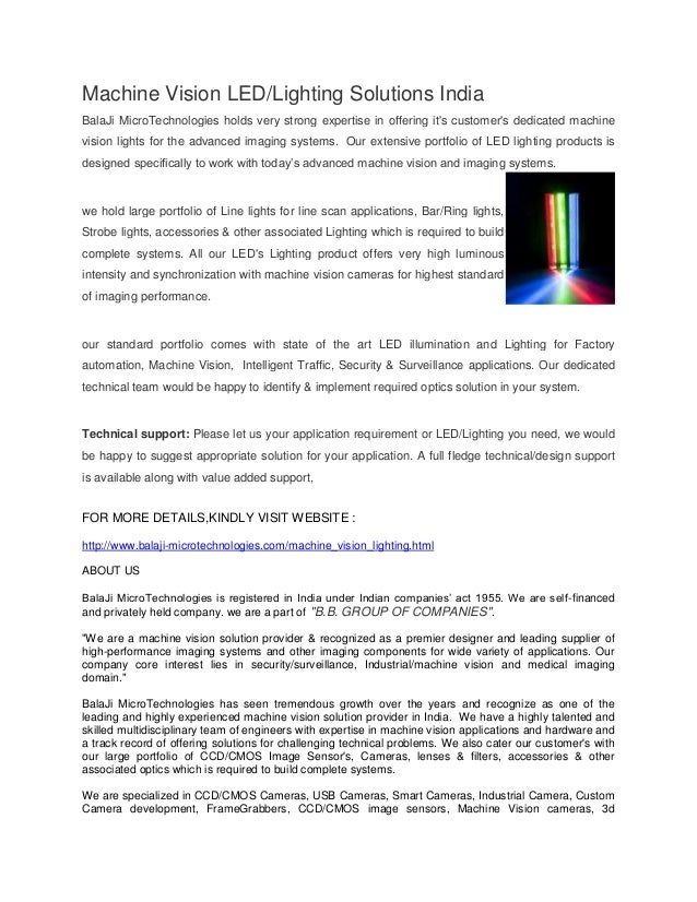 machine vision led lighting solutions