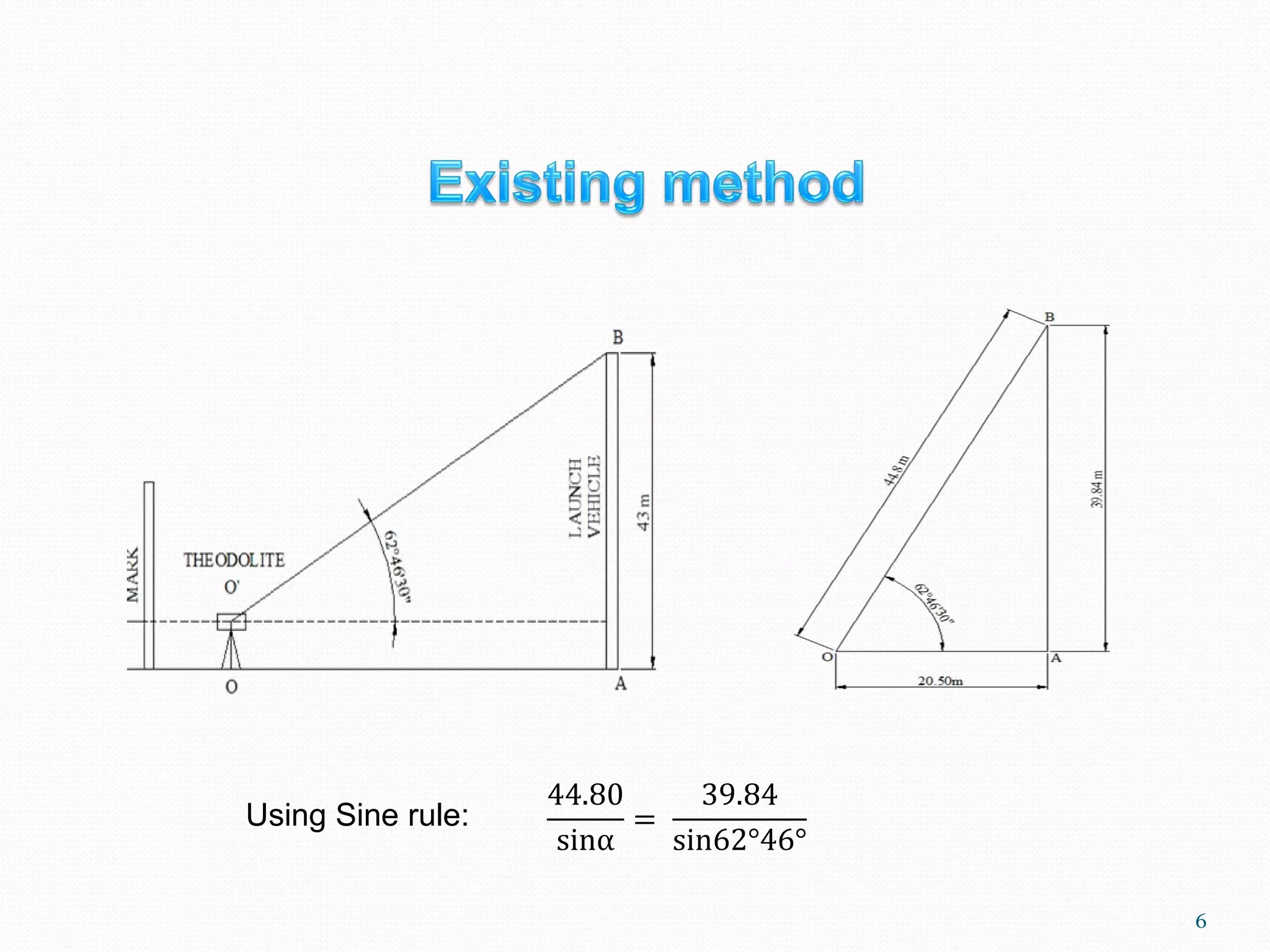 6
44.80
sinα
=
39.84
sin62°46°
Using Sine rule:
 