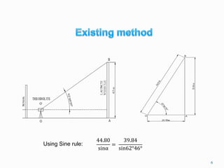 6
44.80
sinα
=
39.84
sin62°46°
Using Sine rule:
 