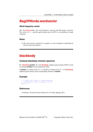 Word Frequency Vectorizing Machine Vision Toolbox for MATLAB (Relese 3) | PDF