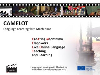 CreAting Machinima
Empowers
Live Online Language
Teaching
and Learning
CAMELOT
Language Learning with Machinima
 