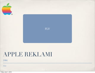 FLV




    APPLE REKLAMI
    1984

    Date


Friday, June 11, 2010
 