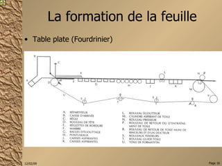 La formation de la feuille Table plate (Fourdrinier) 