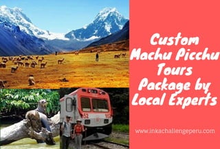 Custom
Machu Picchu
Tours
Package by
Local Experts
www.inkachallengeperu.com
 