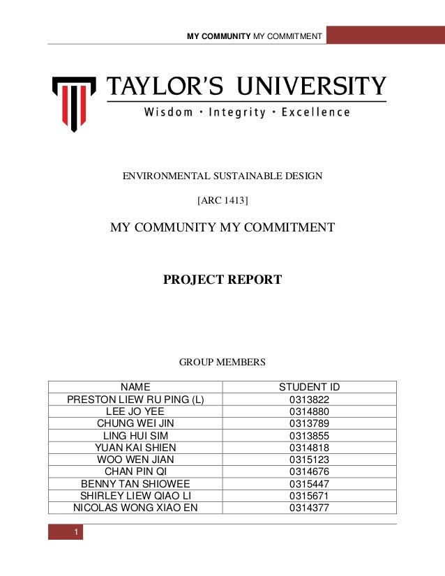 my community my commitment report commitment report