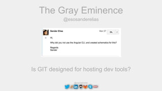 @maciejtreder
The Gray Eminence
Is GIT designed for hosting dev tools?
@esosanderelias
 