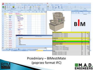 Przedmiary – BIMestiMate
(poprzez format IFC)
BIM
 