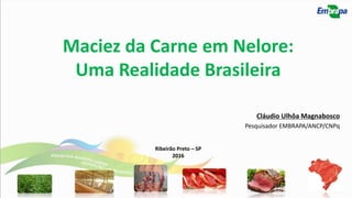 Maciez da Carne em Nelore:
Uma Realidade Brasileira
Cláudio Ulhôa Magnabosco
Pesquisador EMBRAPA/ANCP/CNPq
Ribeirão Preto – SP
2016
 