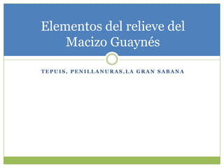 Tepuis, penillanuras,LagransabanaElementos del relieve del MacizoGuaynés