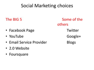They can spread your message to a large amount of people with a minimum of effort.New Media MarketingTransparency: allows your audience access ‘behind the scenes’