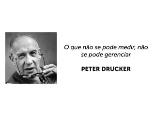 O que não se pode medir, não
se pode gerenciar
PETER DRUCKER
 